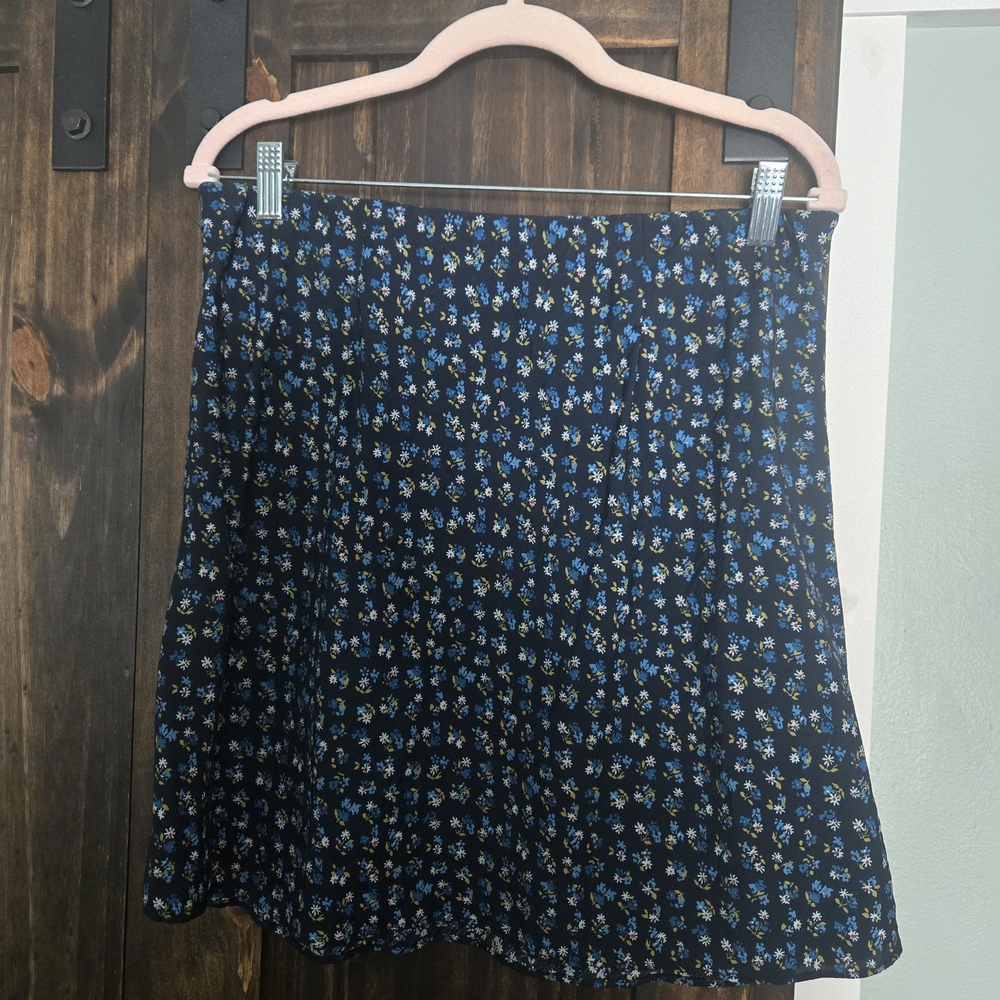 Madewell Navy Floral Skater Skirt